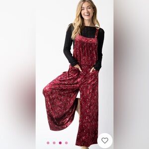 Natural Life Floral Burgundy Jumpsuit